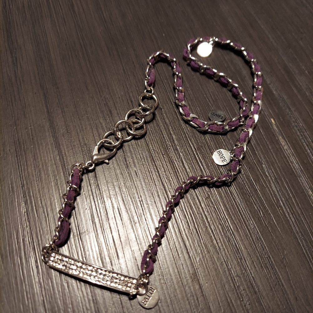 Premiere purple love, hope etc necklace